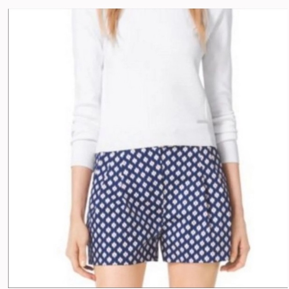 Michael Kors Navy Blue and White Printed Bermuda Shorts